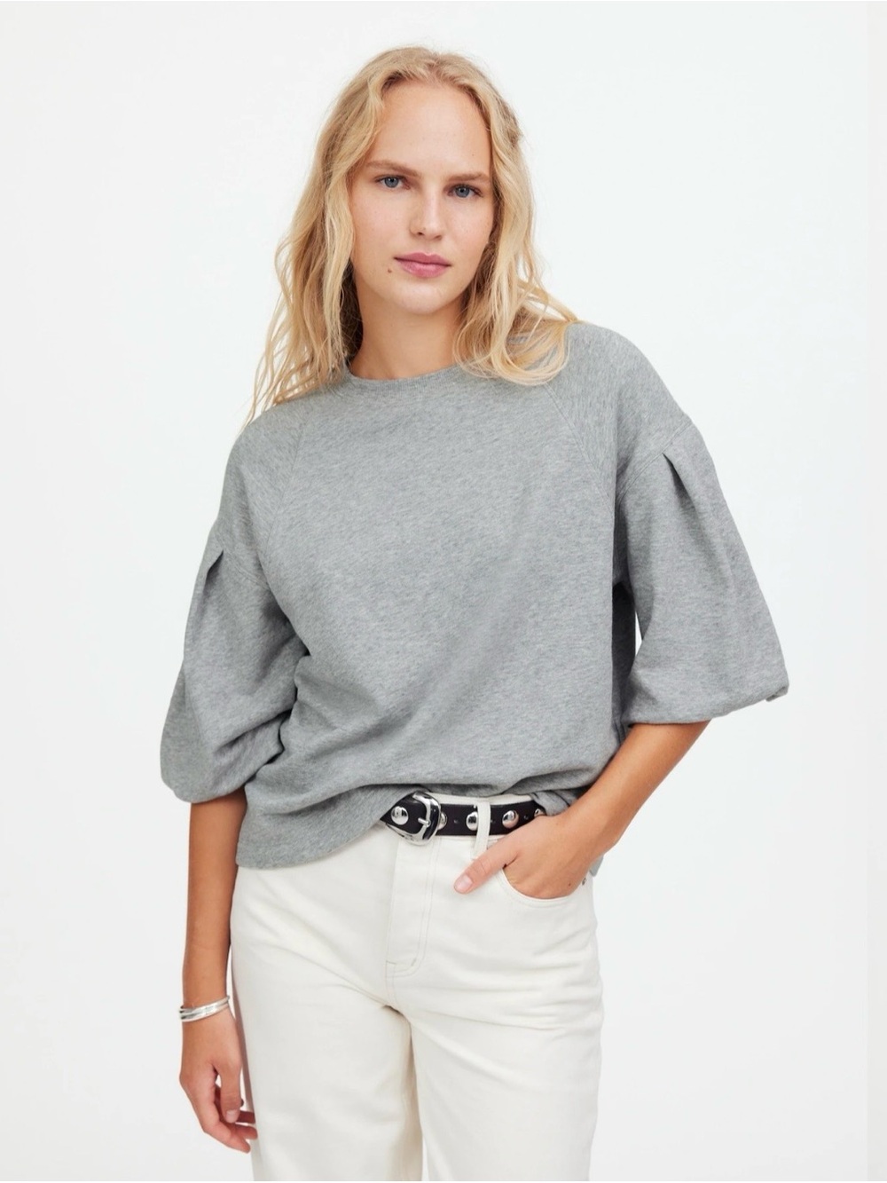 Madewell Women’s Puff Short Sleeve Sweatshirt Tshirt Large